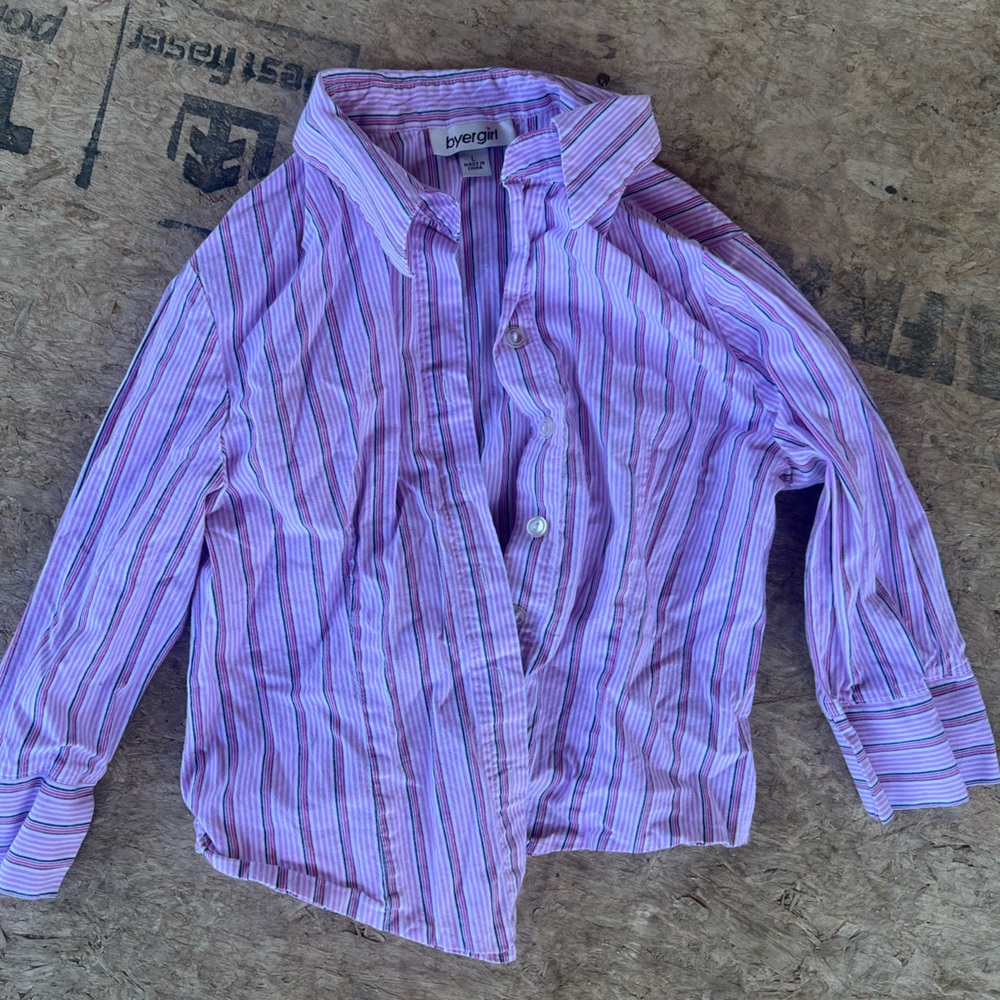 Pink and Purple Striped Button Up Shirt